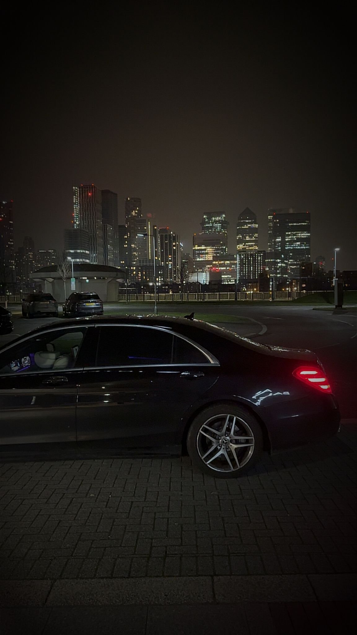 Airport taxi waiting at night in Croydon